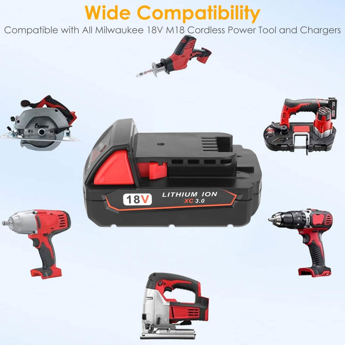 18V Battery Replacement Compatible with Milwaukee M18 Cordless Power Tool