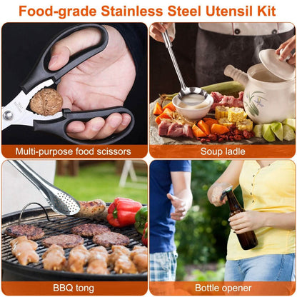 19-Piece: Camping Cooking Utensil Kit Portable Picnic Cookware