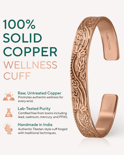 Pure Copper Cuff Bracelet for Women – Floral