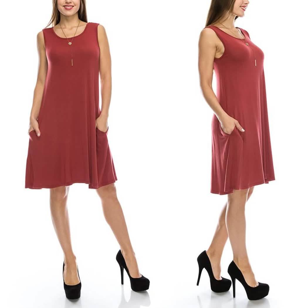 Sleeveless Tunic Dress with Pockets - Assorted Sizes
