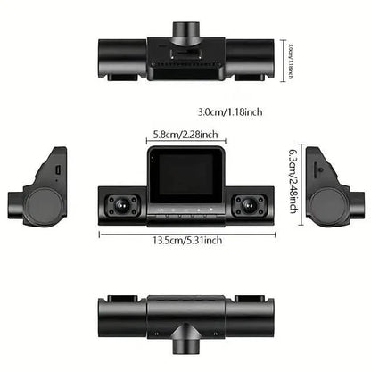 4-Channel Car DVR Dash Cam – 1080P Front, 720P Side & Rear, Night Vision