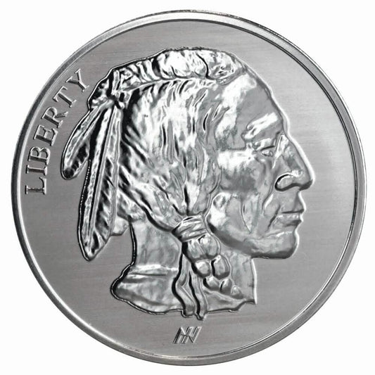 1oz .999 Fine AG Silver Round - Buffalo Indian Stamped