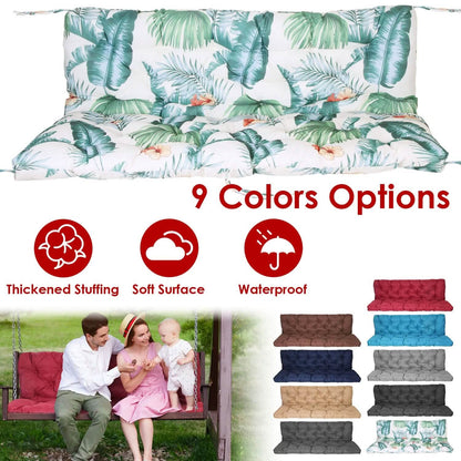 2-3 Seater Swing Cushion Replacement Swing Beach Pads with Backrest 8-Tie Straps