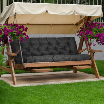2-3 Seater Swing Cushion Replacement Swing Beach Pads with Backrest 8-Tie Straps