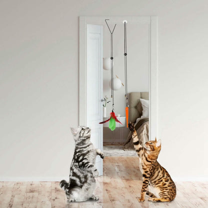 2 Cat Wand Toys with Suction Cup Double Head Interactive Cat Feather Toy