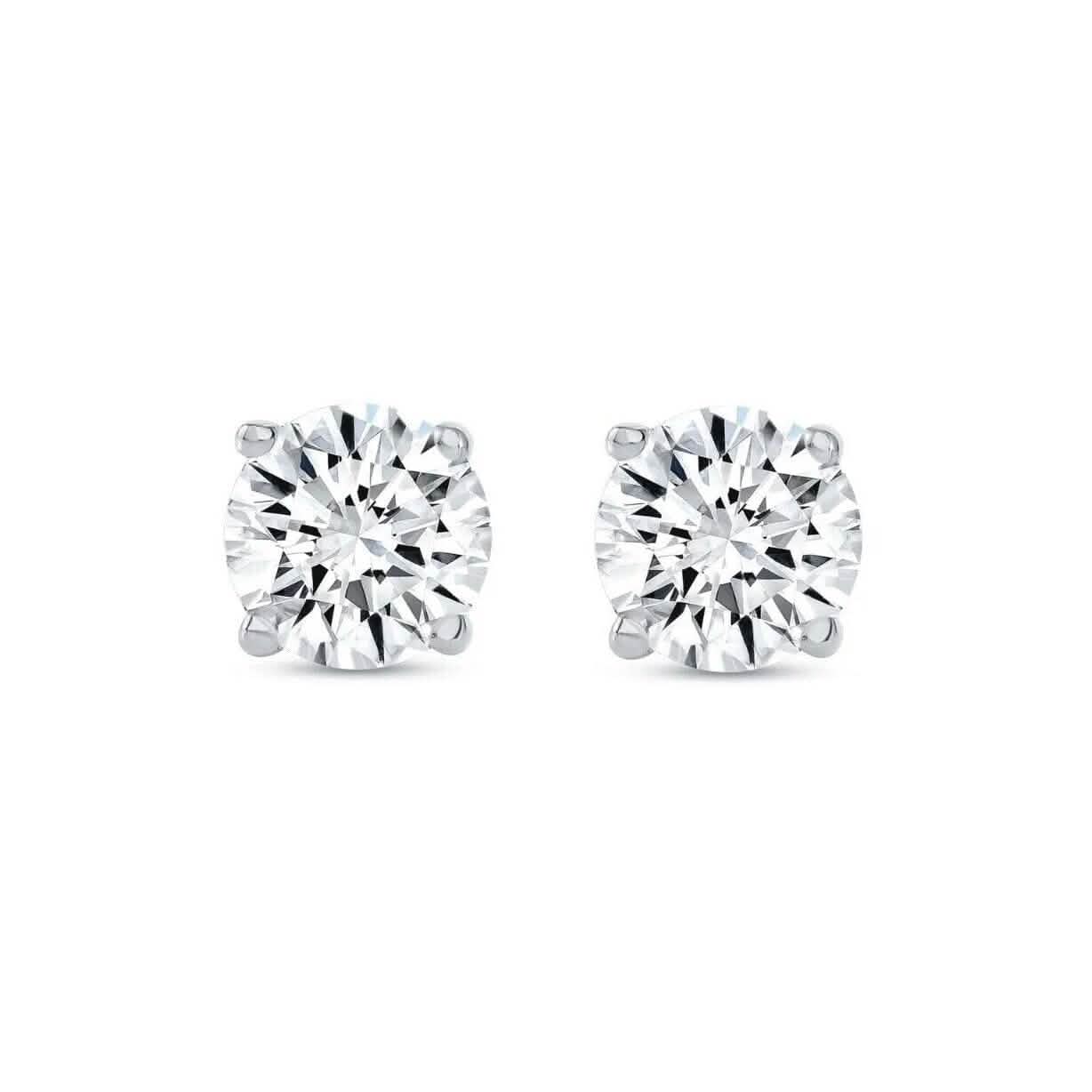2 Ct Round Lab Created Grown Diamond Earrings 950 Platinum E/VVS Basket Screw