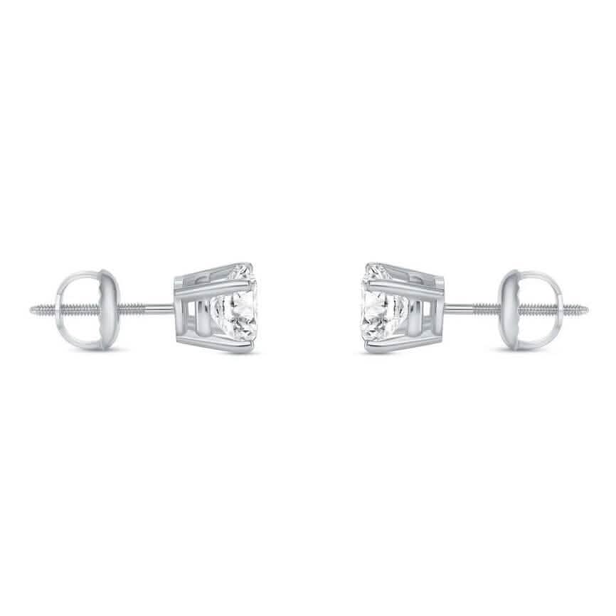 2 Ct Round Lab Created Grown Diamond Earrings 950 Platinum E/VVS Basket Screw