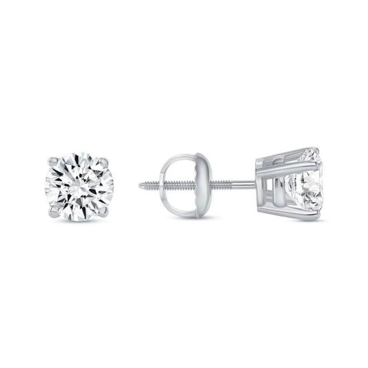 2 Ct Round Lab Created Grown Diamond Earrings 950 Platinum E/VVS Basket Screw