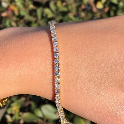 2 Ct TW Round-Cut Natural Diamond Tennis Bracelet 14K Gold 7" Women's