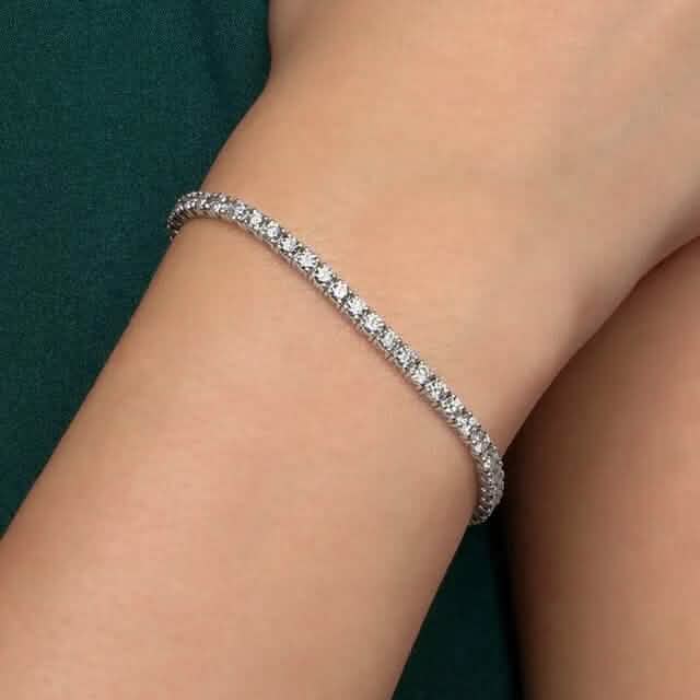 2 Ct TW Round-Cut Natural Diamond Tennis Bracelet 14K Gold 7" Women's