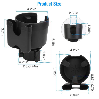 2-in-1 Car Cup Holder with Phone Holder Adjustable Base