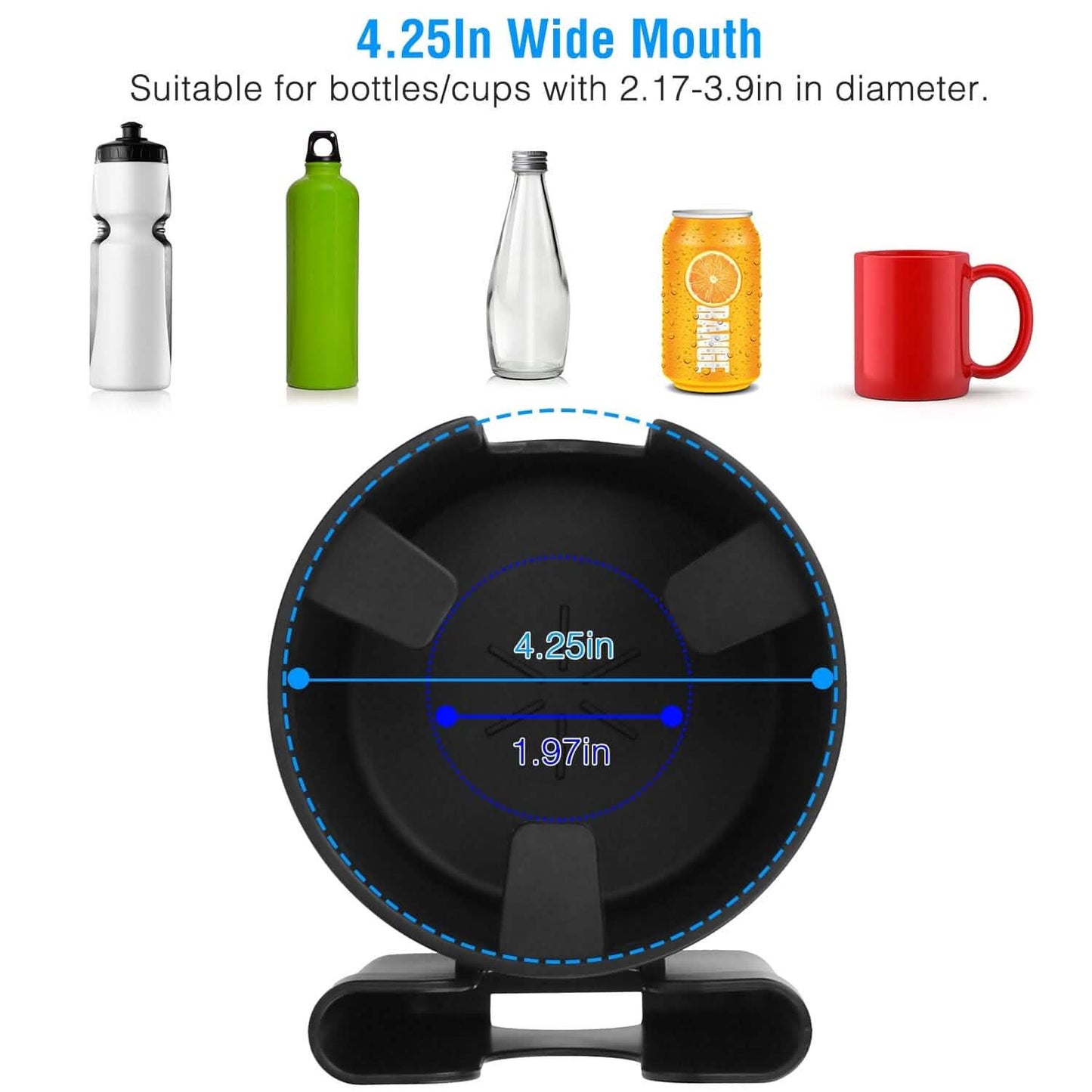 2-in-1 Car Cup Holder with Phone Holder Adjustable Base