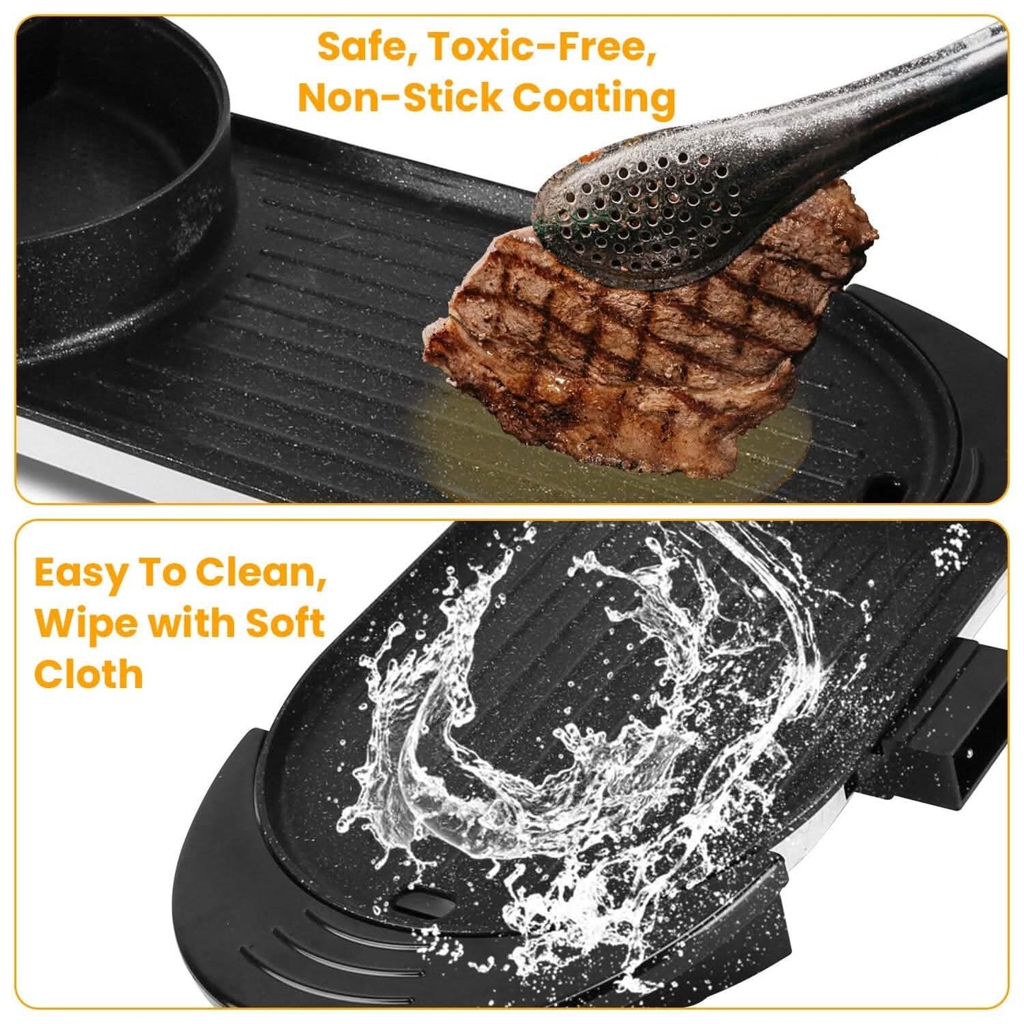 2-in-1 Electric Hot Pot with Bbq Grill Cooker 2200W