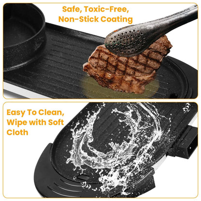2-in-1 Electric Hot Pot with Bbq Grill Cooker 2200W