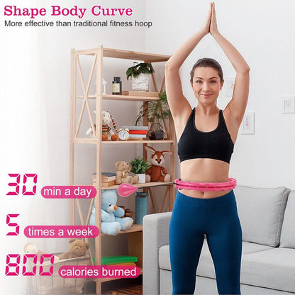 2-in-1 Fitness Hoop 24 Knots Abdomen Fitness Massage Hoops Weighted with 360 Auto Spinning Ball Detachable Knots