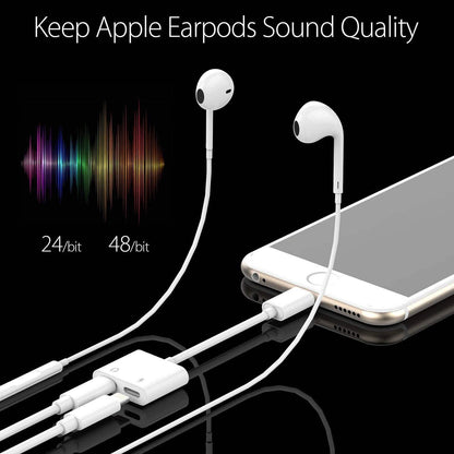 2-in-1 for Lightning Adapter For iPhone 7 8 Plus 10 X