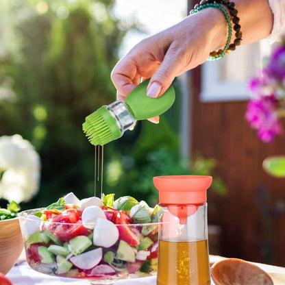 2-in-1 Glass Olive Oil Dispenser with Silicone Dropper