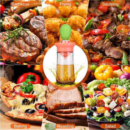 2-in-1 Glass Olive Oil Dispenser with Silicone Dropper