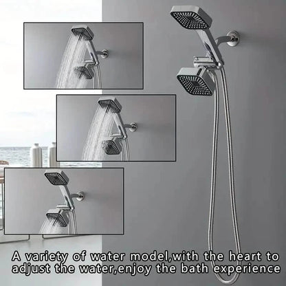 2-in-1 Handheld & Rainfall Shower Head Set with Long Hose and T-Valve