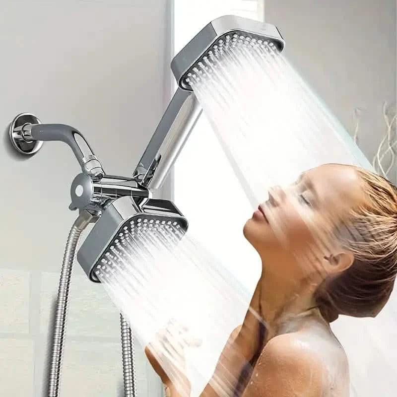 2-in-1 Handheld & Rainfall Shower Head Set with Long Hose and T-Valve