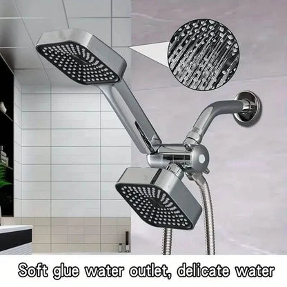 2-in-1 Handheld & Rainfall Shower Head Set with Long Hose and T-Valve