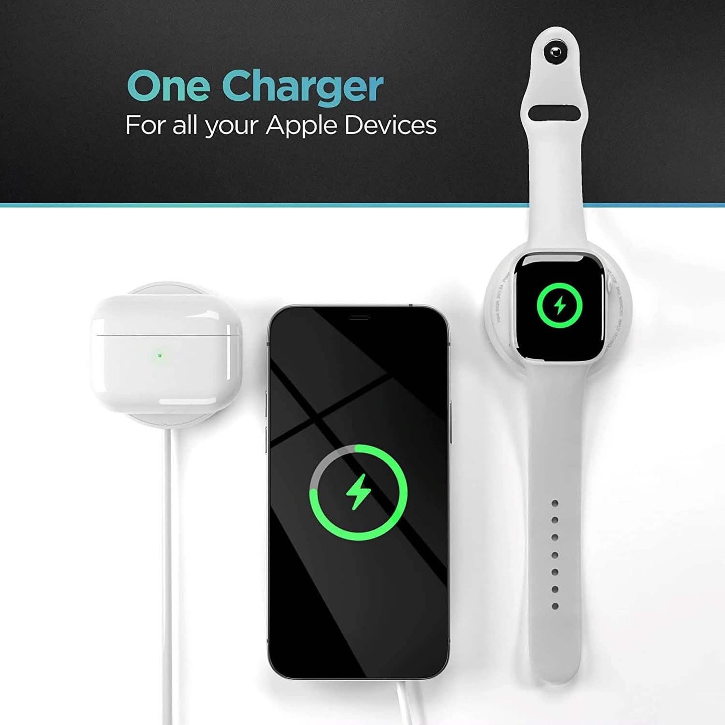 2-in-1 Magnetic Wireless Charger for Both Apple Watch and iPhone
