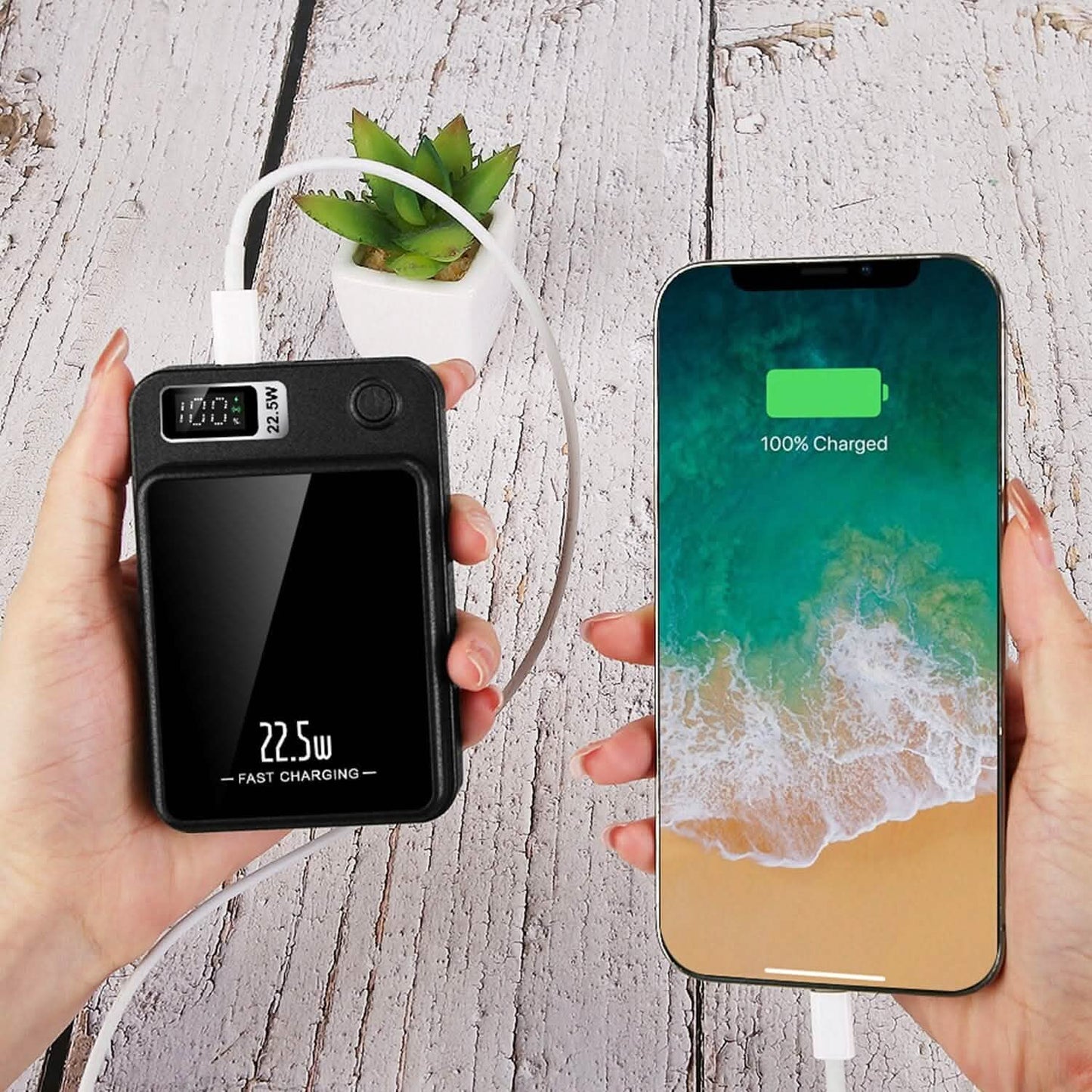 2-in-1 Magnetic Wireless Power Bank 10000mAh PD20W Fast Charger Mag Safe