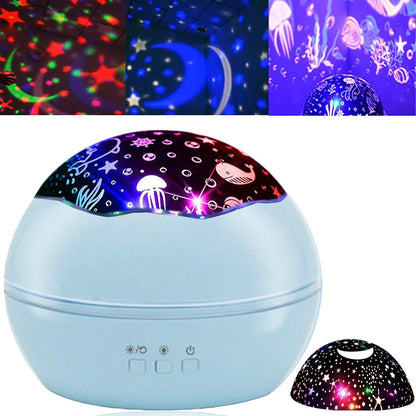 2-in-1 Ocean Star Night Light Projector Lamp 360 Degree Rotating