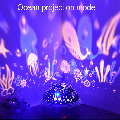 2-in-1 Ocean Star Night Light Projector Lamp 360 Degree Rotating