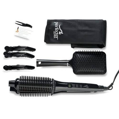 2-in-1 Perfecter Flat Iron Hair Straightener and Hot Round Brush
