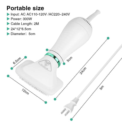 2-in-1 Pet Hair Dryer Blower Slicker Brush Portable Dog Cat Grooming Low Noise