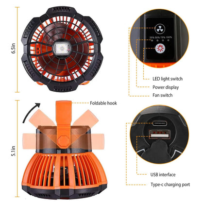 2-in-1 Portable Camping Lantern Electric Fan