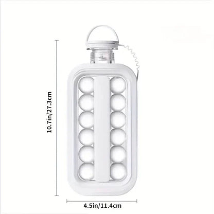 2-in-1 Portable Ice Ball Maker Kettle With 17 Grids Flat Body Lid Cooling Ice Pop/Cube Molds