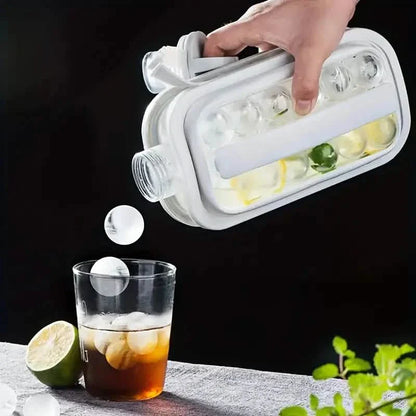 2-in-1 Portable Ice Ball Maker Kettle With 17 Grids Flat Body Lid Cooling Ice Pop/Cube Molds