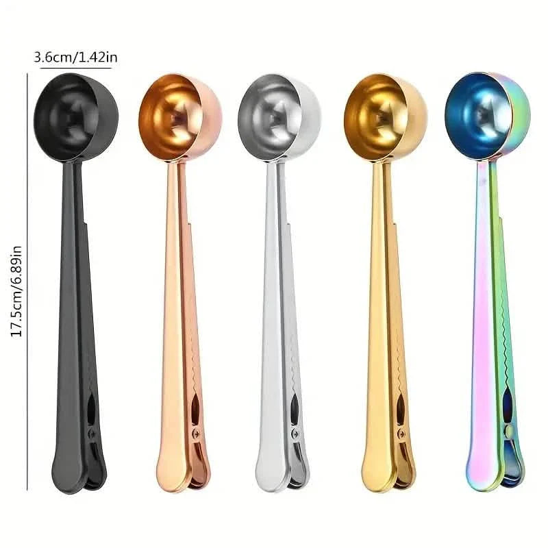 2-in-1 Stainless Steel Coffee Spoon and Sealing Clip