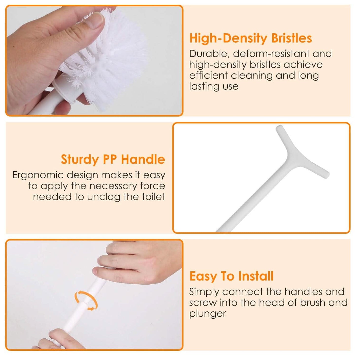 2-in-1 Toilet Plunger and Brush Combo Set with Ventilated Holder