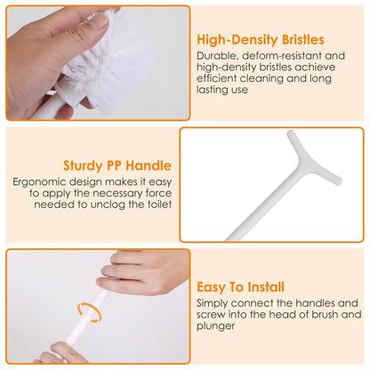 2-in-1 Toilet Plunger and Brush Combo Set with Ventilated Holder