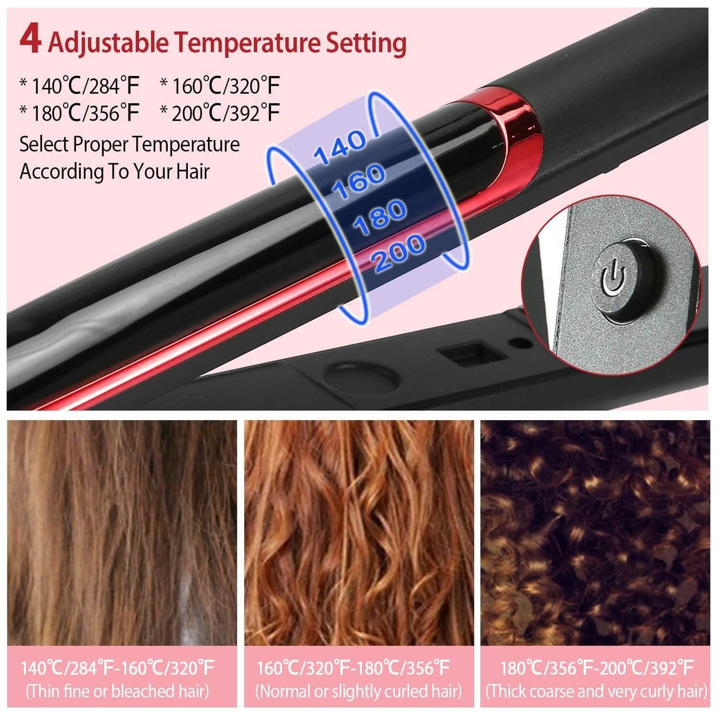 2-in-1 Twist Hair Straightener Ceramic Plate Hair Curler with Temperature Adjust LCD Display