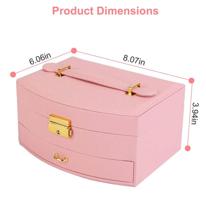 2-Layer Lockable Leather Jewelry Box