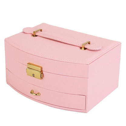 2-Layer Lockable Leather Jewelry Box