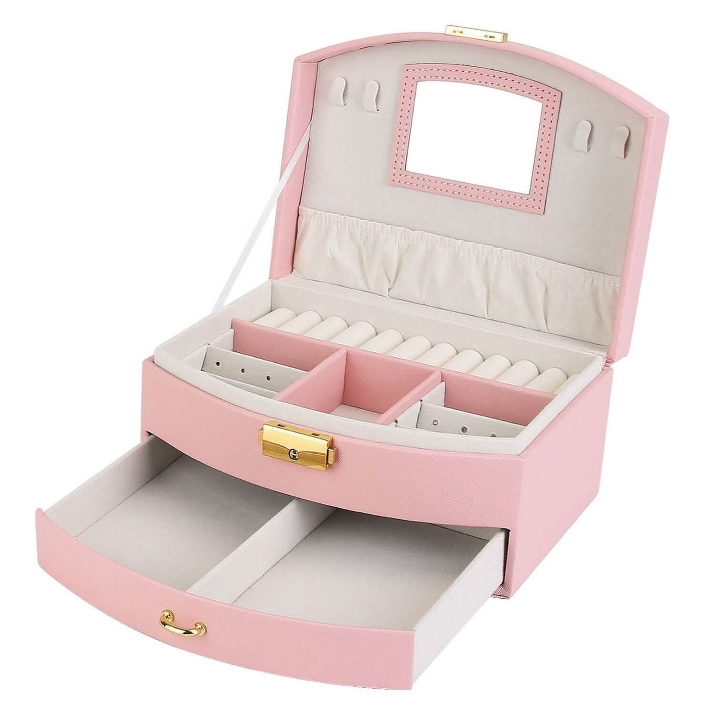 2-Layer Lockable Leather Jewelry Box