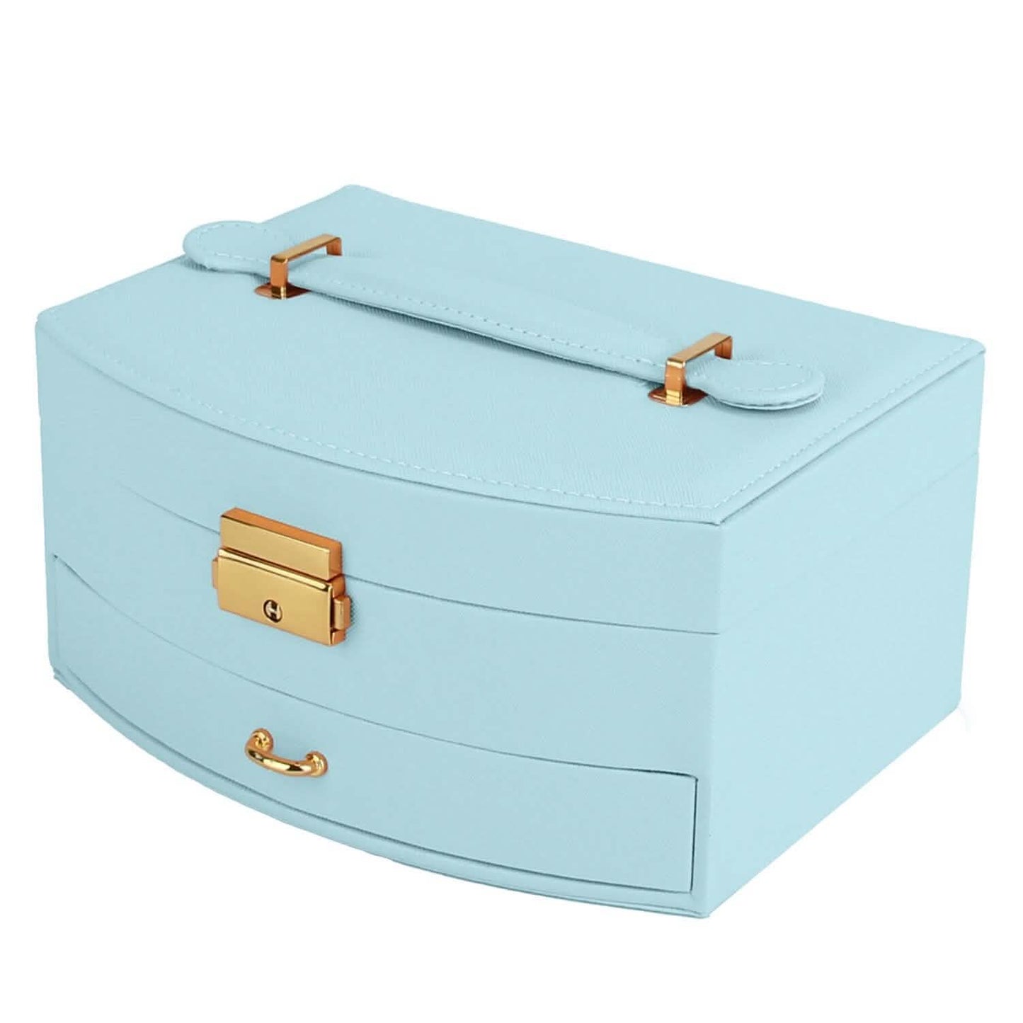 2-Layer Lockable Leather Jewelry Box