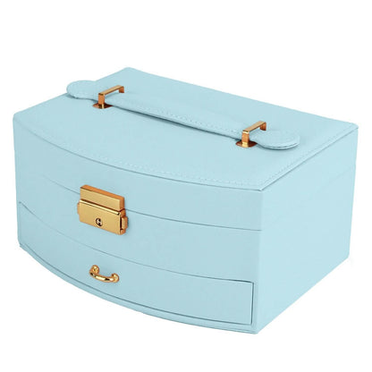 2-Layer Lockable Leather Jewelry Box