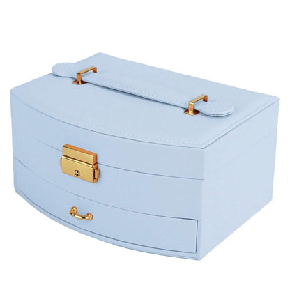 2-Layer Lockable Leather Jewelry Box