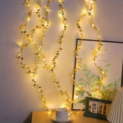 2 Meter 20 LED Simulation Golden Leaf Decoration String Lights