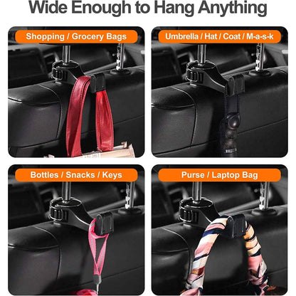 2-Pack: 2-in-1 Car Seat Hooks for Purses and Bags with Phone Holder