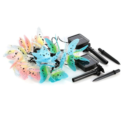 2-Pack: 3.8M Solar String Butterfly Lights