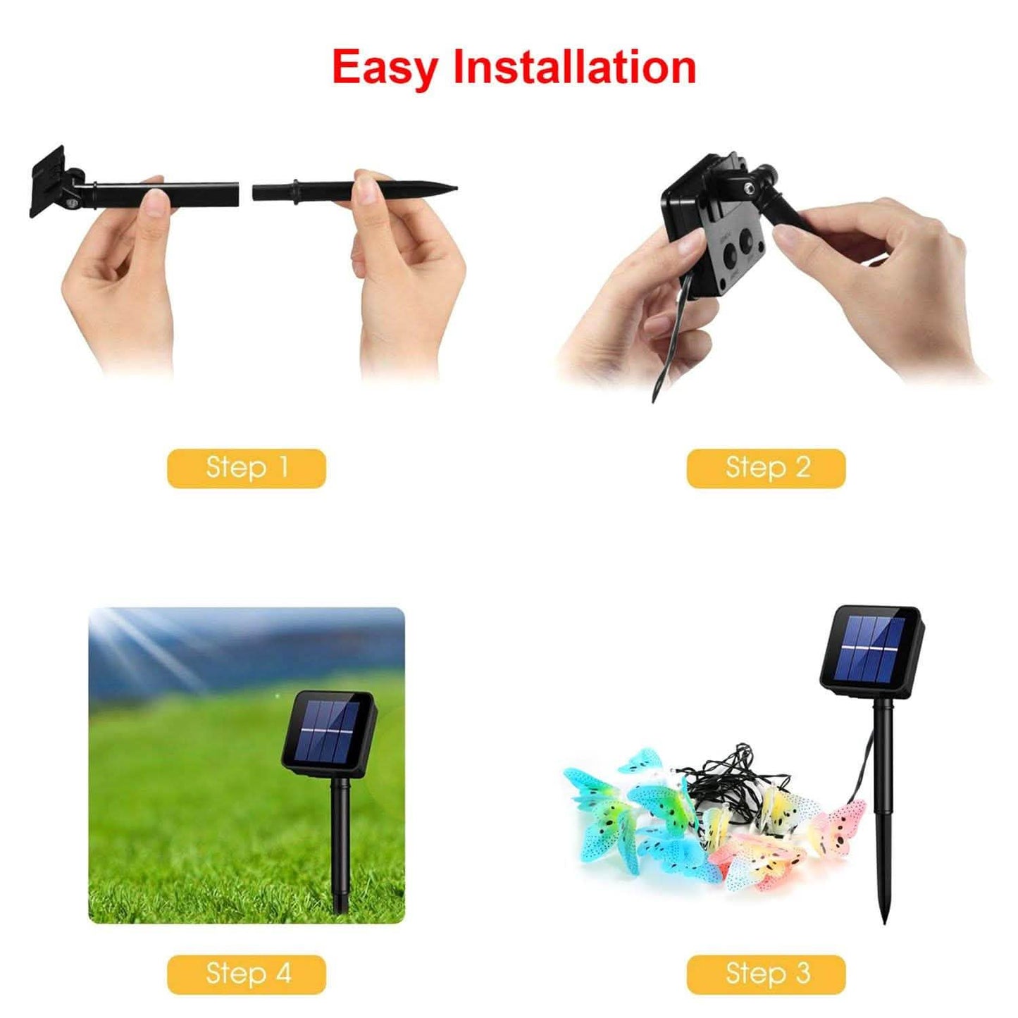 2-Pack: 3.8M Solar String Butterfly Lights