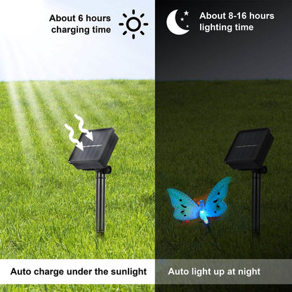 2-Pack: 3.8M Solar String Butterfly Lights