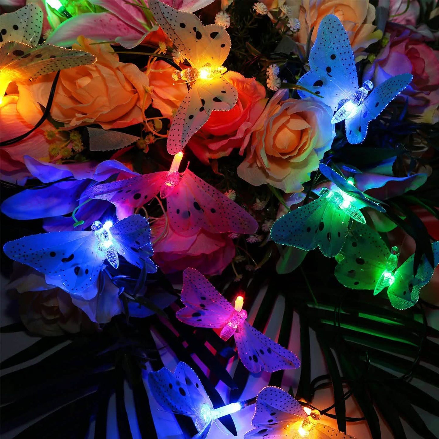 2-Pack: 3.8M Solar String Butterfly Lights